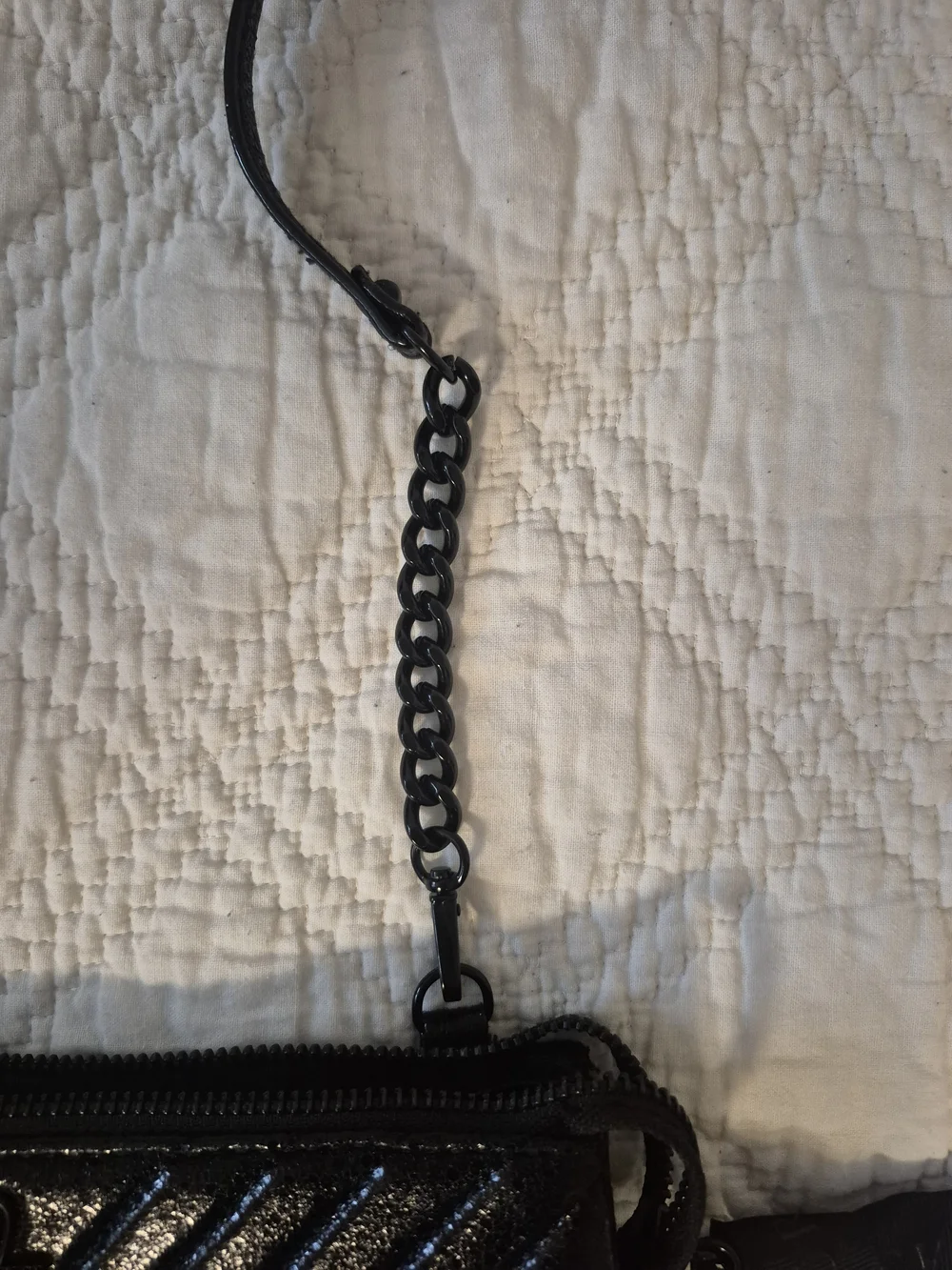 Victoria's Secret Black Quilted Chevron Chain Crossbody Bag